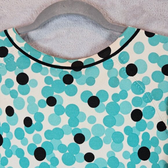 Pendleton Womens M Silk blend Polka Dot Cardigan Seafoam & Black preppy feminine - Picture 7 of 10